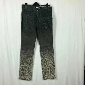 Donna Degnan Women’s Jeans 8 Black & Gray Straight Leg Italy Floral Print Sparke